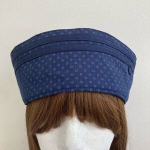Classic Handmade Navy Blue Patterned Women's Pillbox Hat